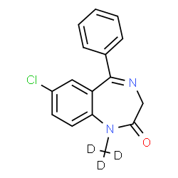 ChemSpider 2D Image | 7-Chloro-1-(~2~H_3_)methyl-5-phenyl-1,3-dihydro-2H-1,4-benzodiazepin-2-one | C16H10D3ClN2O