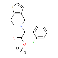 ChemSpider 2D Image | (~2~H_3_)Methyl (2-chlorophenyl)(6,7-dihydrothieno[3,2-c]pyridin-5(4H)-yl)acetate | C16H13D3ClNO2S