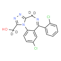 ChemSpider 2D Image | [8-Chloro-6-(2-chlorophenyl)(4,4-~2~H_2_)-4H-[1,2,4]triazolo[4,3-a][1,4]benzodiazepin-1-yl](~2~H_2_)methanol | C17H8D4Cl2N4O
