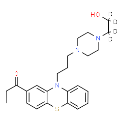 ChemSpider 2D Image | 1-[10-(3-{4-[2-Hydroxy(~2~H_4_)ethyl]-1-piperazinyl}propyl)-10H-phenothiazin-2-yl]-1-propanone | C24H27D4N3O2S
