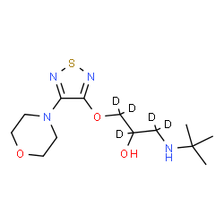 ChemSpider 2D Image | 1-[(2-Methyl-2-propanyl)amino]-3-{[4-(4-morpholinyl)-1,2,5-thiadiazol-3-yl]oxy}-2-(~2~H_5_)propanol | C13H19D5N4O3S