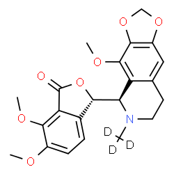 ChemSpider 2D Image | (3S)-6,7-Dimethoxy-3-[(5R)-4-methoxy-6-(~2~H_3_)methyl-5,6,7,8-tetrahydro[1,3]dioxolo[4,5-g]isoquinolin-5-yl]-2-benzofuran-1(3H)-one | C22H20D3NO7