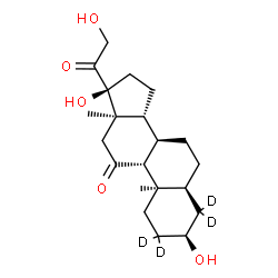 ChemSpider 2D Image | (3beta,5alpha,8alpha,9beta,10alpha,13alpha,14beta,17alpha)-3,17,21-Trihydroxy(2,2,4,4-~2~H_4_)pregnane-11,20-dione | C21H28D4O5