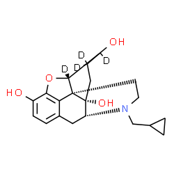 ChemSpider 2D Image | (5alpha)-17-(Cyclopropylmethyl)(5,6,7,7-~2~H_4_)-4,5-epoxymorphinan-3,6,14-triol | C20H21D4NO4