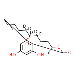 ChemSpider 2D Image | (3R)-7,14,16-Trihydroxy-3-methyl(6,6,7,8,8-~2~H_5_)-3,4,5,6,7,8,9,10-octahydro-1H-2-benzoxacyclotetradecin-1-one | C18H19D5O5