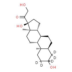 ChemSpider 2D Image | (3beta,5alpha,8alpha,9beta,10alpha,13alpha,14beta,17alpha)-3,17,21-Trihydroxy(2,2,3,4,4-~2~H_5_)pregnan-20-one | C21H29D5O4