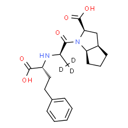 ChemSpider 2D Image | (2R,3aR,6aR)-1-[(2R)-2-{[(1R)-1-Carboxy-3-phenylpropyl]amino}(3,3,3-~2~H_3_)propanoyl]octahydrocyclopenta[b]pyrrole-2-carboxylic acid (non-preferred name) | C21H25D3N2O5