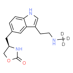 ChemSpider 2D Image | (4R)-4-[(3-{2-[(~2~H_3_)Methylamino]ethyl}-1H-indol-5-yl)methyl]-1,3-oxazolidin-2-one | C15H16D3N3O2