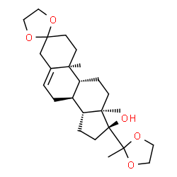 ChemSpider 2D Image | (8S,9R,10S,13R,14R,17S)-10,13-Dimethyl-17-(2-methyl-1,3-dioxolan-2-yl)-1,2,4,7,8,9,10,11,12,13,14,15,16,17-tetradecahydrospiro[cyclopenta[a]phenanthrene-3,2'-[1,3]dioxolan]-17-ol | C25H38O5
