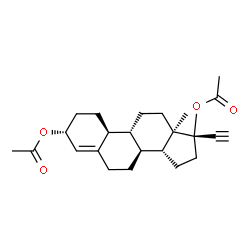 ChemSpider 2D Image | (3alpha,8alpha,9beta,10alpha,13alpha,14beta)-19-Norpregn-4-en-20-yne-3,17-diyl diacetate | C24H32O4