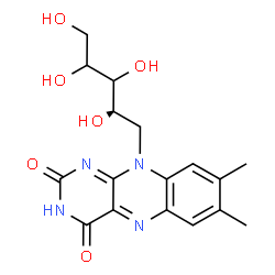 ChemSpider 2D Image | 5-Deoxy-5-(7,8-dimethyl-2,4-dioxo-3,4-dihydrobenzo[g]pteridin-10(2H)-yl)-D-glycero-pentitol | C17H20N4O6