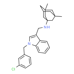 ChemSpider 2D Image | N-{[1-(3-Chlorobenzyl)-1H-indol-3-yl]methyl}-3,5-dimethyl-1-adamantanamine | C28H33ClN2