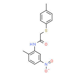 ChemSpider 2D Image | N-(2-Methyl-5-nitrophenyl)-2-[(4-methylphenyl)sulfanyl]acetamide | C16H16N2O3S