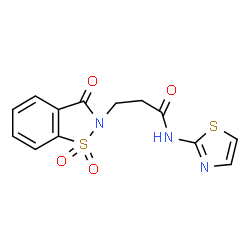 ChemSpider 2D Image | 3-(1,1-Dioxido-3-oxo-1,2-benzothiazol-2(3H)-yl)-N-(1,3-thiazol-2-yl)propanamide | C13H11N3O4S2