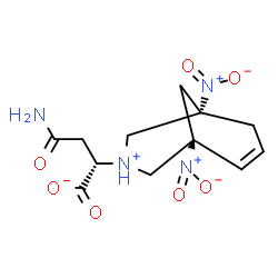 ChemSpider 2D Image | (2S)-4-Amino-2-[(1S,5S)-1,5-dinitro-3-azoniabicyclo[3.3.1]non-6-en-3-yl]-4-oxobutanoate | C12H16N4O7