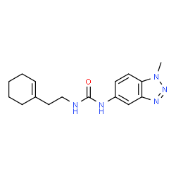 ChemSpider 2D Image | 1-[2-(1-Cyclohexen-1-yl)ethyl]-3-(1-methyl-1H-benzotriazol-5-yl)urea | C16H21N5O