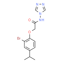 ChemSpider 2D Image | 2-(2-Bromo-4-isopropylphenoxy)-N-(4H-1,2,4-triazol-4-yl)acetamide | C13H15BrN4O2
