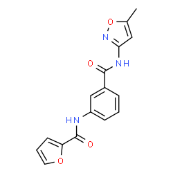 ChemSpider 2D Image | N-{3-[(5-Methyl-1,2-oxazol-3-yl)carbamoyl]phenyl}-2-furamide | C16H13N3O4