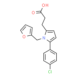 ChemSpider 2D Image | 3-[5-(4-Chlorophenyl)-1-(2-furylmethyl)-1H-pyrrol-2-yl]propanoic acid | C18H16ClNO3