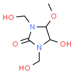ChemSpider 2D Image | 4-Hydroxy-1,3-bis(hydroxymethyl)-5-methoxy-2-imidazolidinone | C6H12N2O5