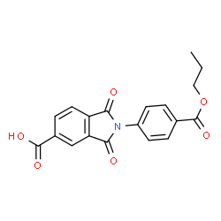ChemSpider 2D Image | 1,3-Dioxo-2-(4-(propoxycarbonyl)phenyl)isoindoline-5-carboxylic acid | C19H15NO6