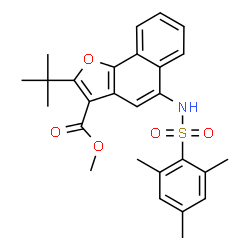 ChemSpider 2D Image | Methyl 5-[(mesitylsulfonyl)amino]-2-(2-methyl-2-propanyl)naphtho[1,2-b]furan-3-carboxylate | C27H29NO5S