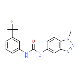 ChemSpider 2D Image | 1-(1-Methyl-1H-benzotriazol-5-yl)-3-[3-(trifluoromethyl)phenyl]urea | C15H12F3N5O