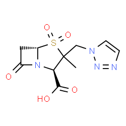 ChemSpider 2D Image | (2R,5S)-3-Methyl-7-oxo-3-(1H-1,2,3-triazol-1-ylmethyl)-4-thia-1-azabicyclo[3.2.0]heptane-2-carboxylic acid 4,4-dioxide | C10H12N4O5S