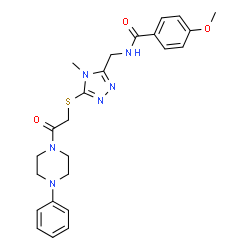 ChemSpider 2D Image | 4-Methoxy-N-[(4-methyl-5-{[2-oxo-2-(4-phenyl-1-piperazinyl)ethyl]sulfanyl}-4H-1,2,4-triazol-3-yl)methyl]benzamide | C24H28N6O3S