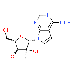 ChemSpider 2D Image | 7-(2-C-Methyl-beta-L-ribofuranosyl)-7H-pyrrolo[2,3-d]pyrimidin-4-amine | C12H16N4O4