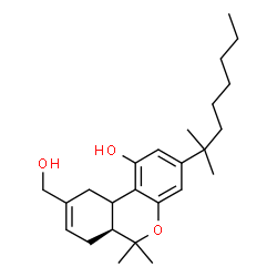 ChemSpider 2D Image | (6aS)-9-(Hydroxymethyl)-6,6-dimethyl-3-(2-methyl-2-octanyl)-6a,7,10,10a-tetrahydro-6H-benzo[c]chromen-1-ol | C25H38O3