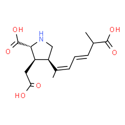 ChemSpider 2D Image | (3R,4R)-4-[(2Z,4E)-6-Carboxy-2,4-heptadien-2-yl]-3-(carboxymethyl)-D-proline | C15H21NO6