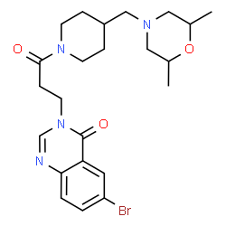 ChemSpider 2D Image | 6-Bromo-3-(3-{4-[(2,6-dimethyl-4-morpholinyl)methyl]-1-piperidinyl}-3-oxopropyl)-4(3H)-quinazolinone | C23H31BrN4O3