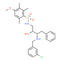 ChemSpider 2D Image | N-{(2R,3S)-3-[(3-Chlorobenzyl)amino]-2-hydroxy-4-phenylbutyl}-4-methoxy-2,3,6-trimethylbenzenesulfonamide | C27H33ClN2O4S