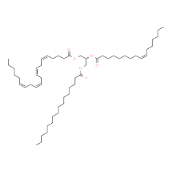 ChemSpider 2D Image | TG(16:0/16:1(9Z)/20:4(5Z,8Z,11Z,14Z))[iso6] | C55H96O6
