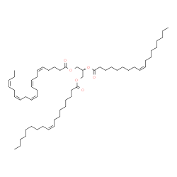 ChemSpider 2D Image | (2R)-2,3-Bis[(9Z)-9-octadecenoyloxy]propyl (5Z,8Z,11Z,14Z,17Z)-5,8,11,14,17-icosapentaenoate | C59H100O6