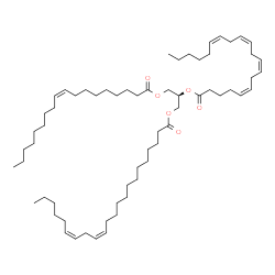 ChemSpider 2D Image | 2-[(5Z,8Z,11Z,14Z)-5,8,11,14-Icosatetraenoyloxy]-3-[(9Z)-9-octadecenoyloxy]propyl (13Z,16Z)-13,16-docosadienoate | C63H108O6