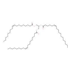 ChemSpider 2D Image | 1,3-Bis[(9Z)-9-octadecenoyloxy]-2-propanyl (6Z)-6-octadecenoate | C57H104O6