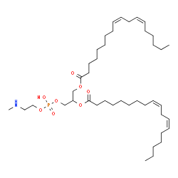 ChemSpider 2D Image | 6-Hydroxy-9-[(9Z,12Z)-9,12-octadecadienoyloxy]-6-oxido-5,7-dioxa-2-aza-6lambda~5~-phosphadecan-10-yl (9Z,12Z)-9,12-octadecadienoate | C42H76NO8P