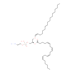 ChemSpider 2D Image | 1-(1Z-octadecenyl)-2-arachidonoyl-sn-glycero-3-phosphoethanolamine | C43H78NO7P