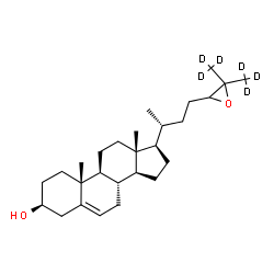 ChemSpider 2D Image | (3beta)-(26,26,26,27,27,27-~2~H_6_)-24,25-Epoxycholest-5-en-3-ol | C27H38D6O2