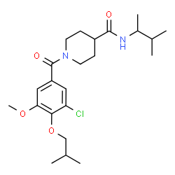 ChemSpider 2D Image | 1-(3-Chloro-4-isobutoxy-5-methoxybenzoyl)-N-(3-methyl-2-butanyl)-4-piperidinecarboxamide | C23H35ClN2O4