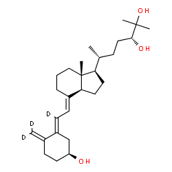 ChemSpider 2D Image | (3S,5E,7E,24R)-(6,19,19-~2~H_3_)-9,10-Secocholesta-5,7,10-triene-3,24,25-triol | C27H41D3O3