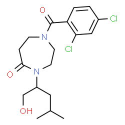 ChemSpider 2D Image | 1-(2,4-Dichlorobenzoyl)-4-(1-hydroxy-4-methyl-2-pentanyl)-1,4-diazepan-5-one | C18H24Cl2N2O3