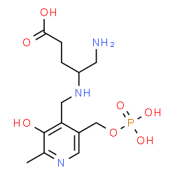 ChemSpider 2D Image | 5-Amino-4-[({3-hydroxy-2-methyl-5-[(phosphonooxy)methyl]-4-pyridinyl}methyl)amino]pentanoic acid | C13H22N3O7P