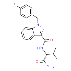 ChemSpider 2D Image | N-[(2R)-1-Amino-3-methyl-1-oxo-2-butanyl]-1-(4-fluorobenzyl)-1H-indazole-3-carboxamide | C20H21FN4O2