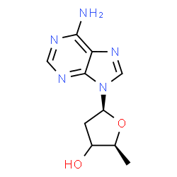 ChemSpider 2D Image | 9-[(3xi)-2,5-Dideoxy-beta-L-glycero-pentofuranosyl]-9H-purin-6-amine | C10H13N5O2