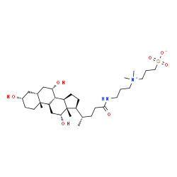 ChemSpider 2D Image | 3-[Dimethyl(3-{[(3beta,5alpha,7beta,8alpha,9beta,10alpha,12beta,13alpha,14beta,17alpha,20S)-3,7,12-trihydroxy-24-oxocholan-24-yl]amino}propyl)ammonio]-1-propanesulfonate | C32H58N2O7S