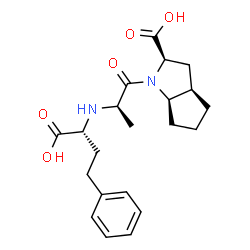 ChemSpider 2D Image | (2R,3aR,6aR)-1-[(2R)-2-{[(1R)-1-Carboxy-3-phenylpropyl]amino}propanoyl]octahydrocyclopenta[b]pyrrole-2-carboxylic acid (non-preferred name) | C21H28N2O5