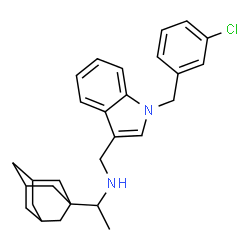 ChemSpider 2D Image | 1-(Adamantan-1-yl)-N-{[1-(3-chlorobenzyl)-1H-indol-3-yl]methyl}ethanamine | C28H33ClN2